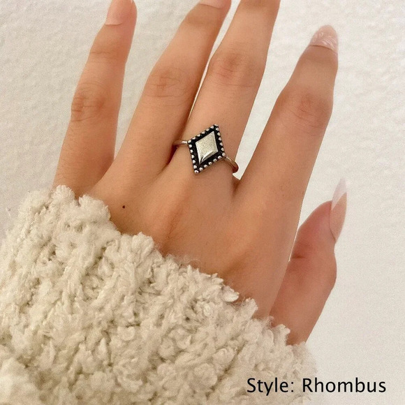 925 Sterling Silver Minimalist Ring Geometric Ring Stackable Ring Band - Picture 10 of 11